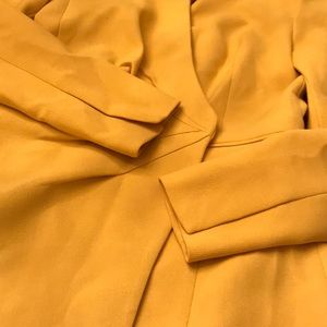 Draped Sleeved Tailored Yellow Blazer Dress